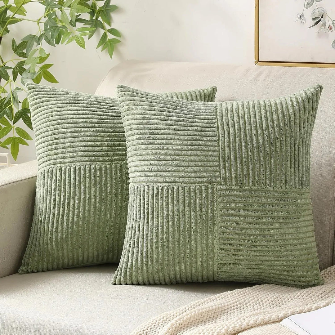Kussenhoezen Set van Twee 45x45 cm Zachte Corduroy voor op de Bank 1
