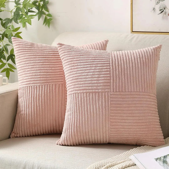 Kussenhoezen Set van Twee 45x45 cm Zachte Corduroy voor op de Bank 3
