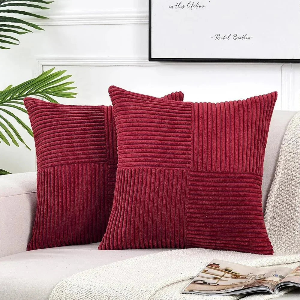 Kussenhoezen Set van Twee 45x45 cm Zachte Corduroy voor op de Bank 9