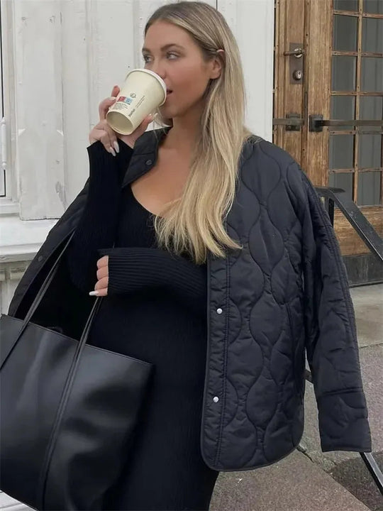 Lange Dames Jas Gewatteerd Lichtgewicht Oversized voor Winter 1