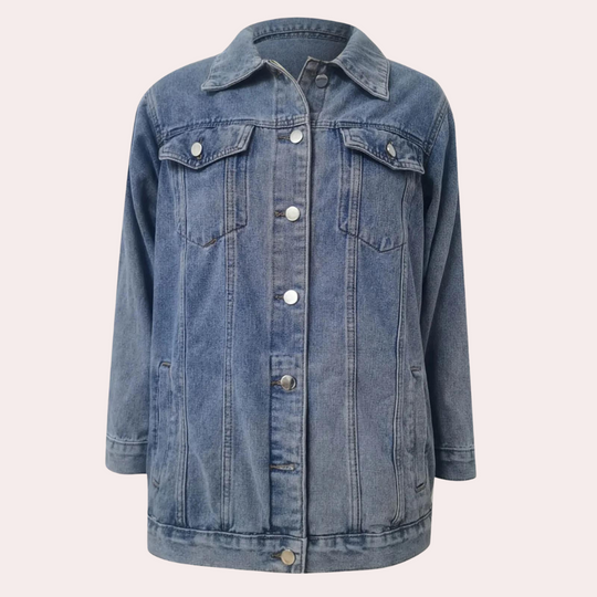 Lange Dames Jas Oversized Retro Denim Look voor Winter 4