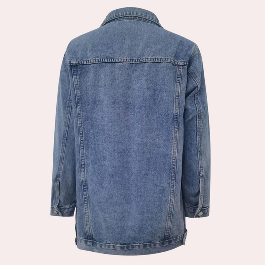 Lange Dames Jas Oversized Retro Denim Look voor Winter 5