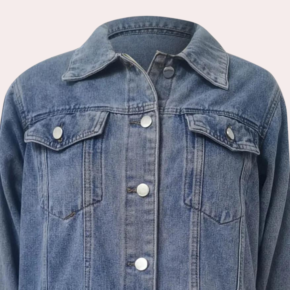 Lange Dames Jas Oversized Retro Denim Look voor Winter 6