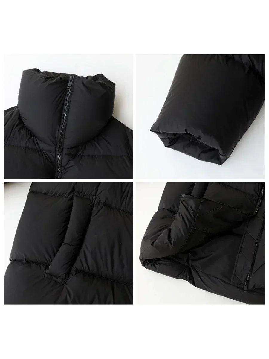 Lange Winterjas Dames Gewatteerd met Staande Kraag voor Casual Gebruik 4