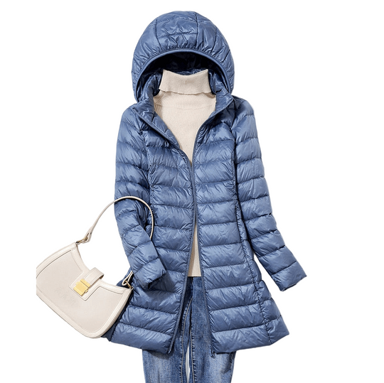 Lange Winterjas Dames Ultralicht Casual Met Lange Mouwen 0