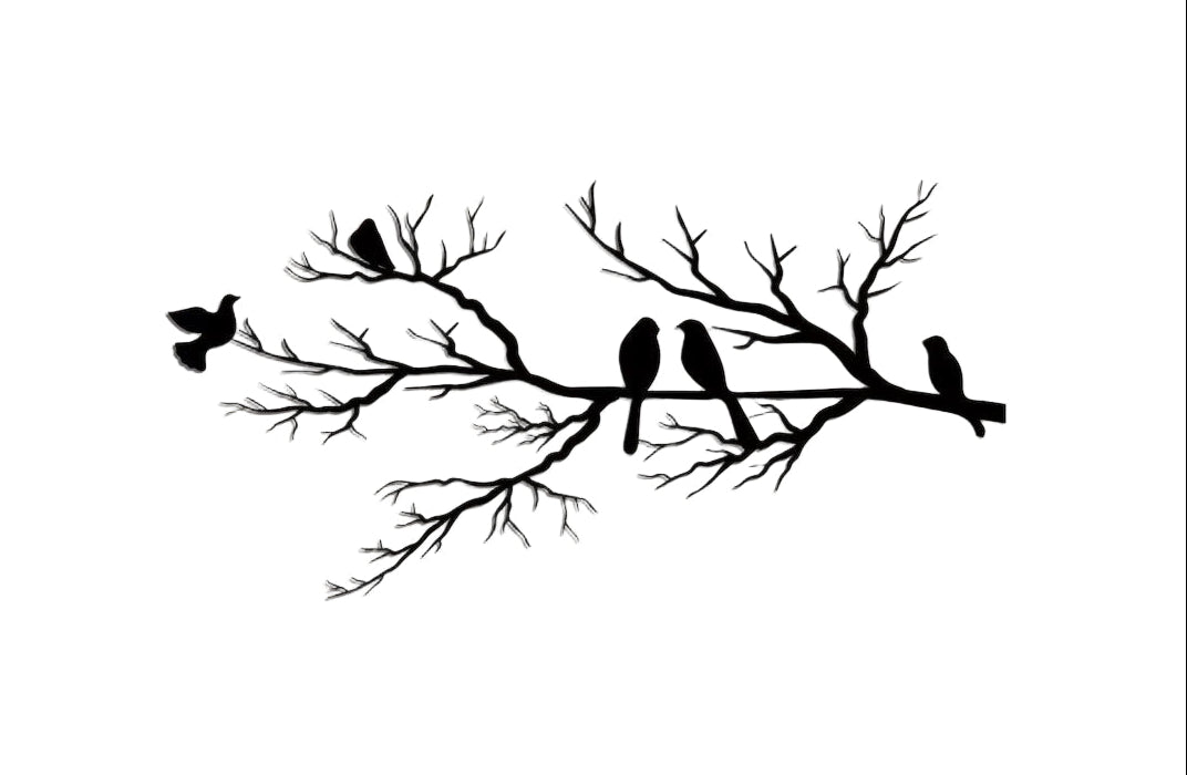Metalen Wanddecoratie Vogels op Tak voor Interieur 0