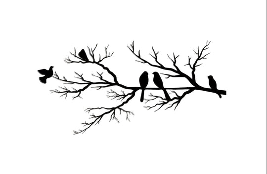 Metalen Wanddecoratie Vogels op Tak voor Interieur 0
