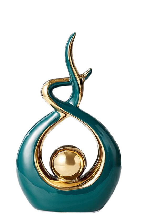 Moderne Abstracte Sculptuur Met Gouden Accenten Voor Interieurdecoratie 0