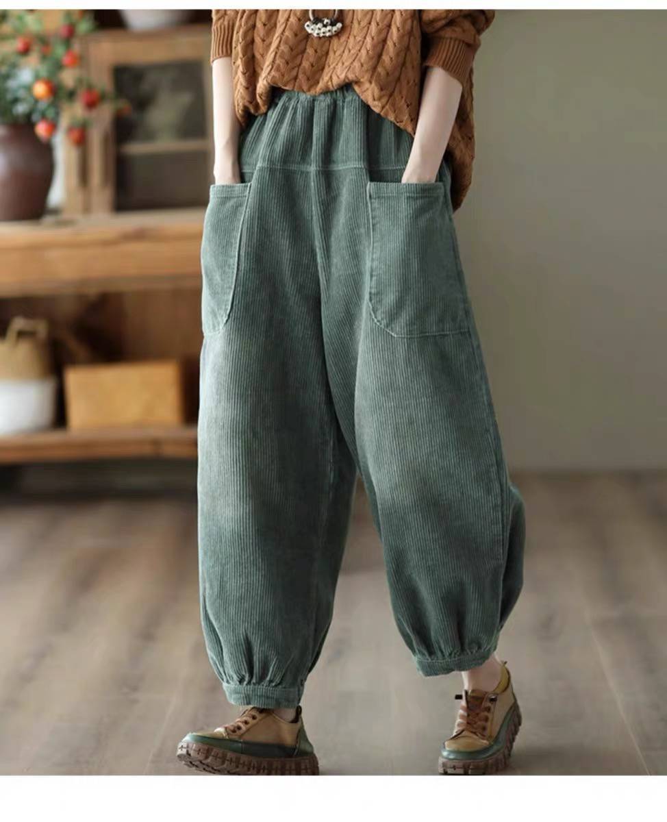 Dames Cargo Broek Losse Pasvorm Corduroy