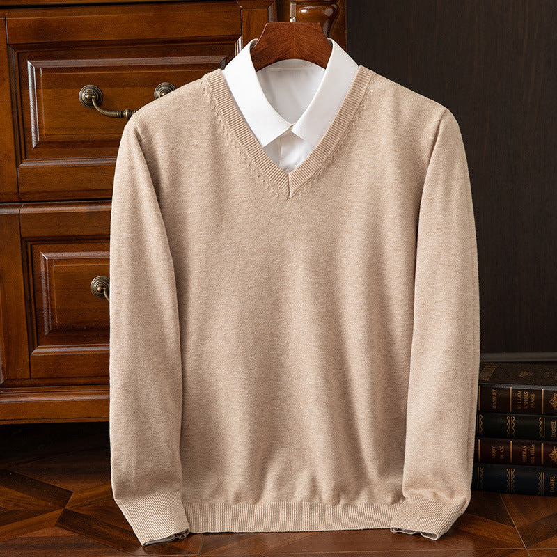 Heren V-Hals Trui Merino Wol