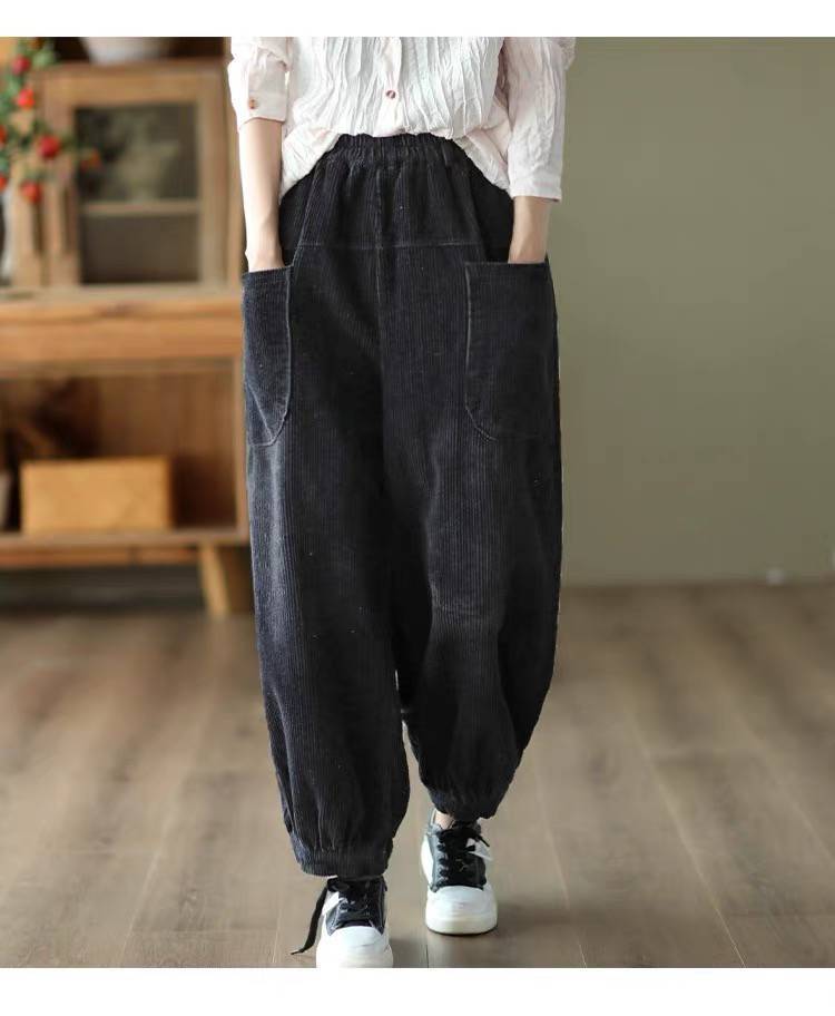 Dames Cargo Broek Losse Pasvorm Corduroy