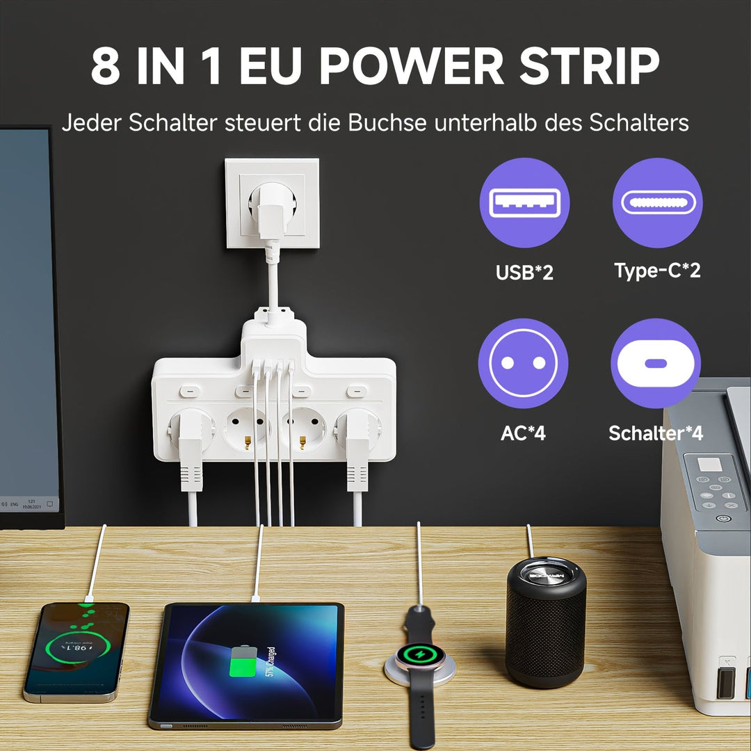 PowerHub 7-in-1 Stekkerdoos met USB en Type-C 1