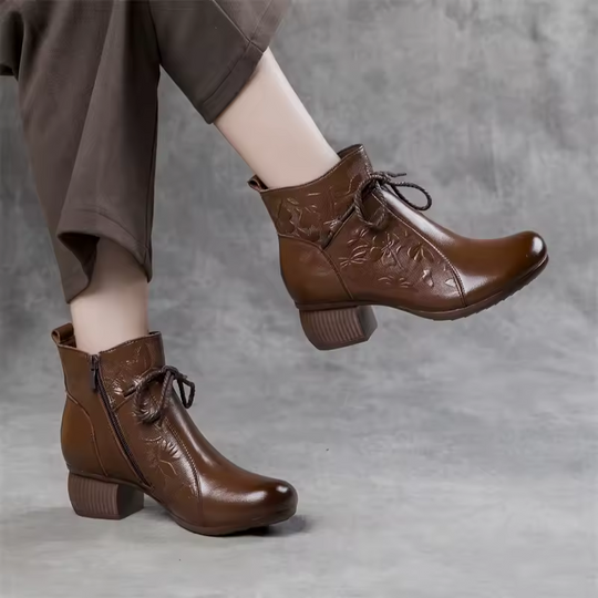 Dames Leren Laarzen met Ritssluiting en Splicing