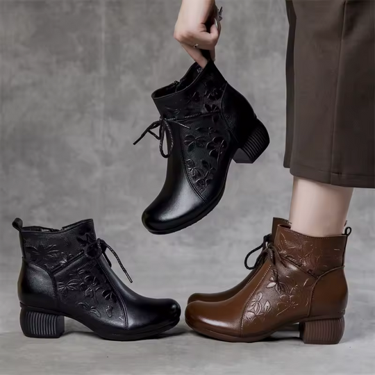 Dames Leren Laarzen met Ritssluiting en Splicing