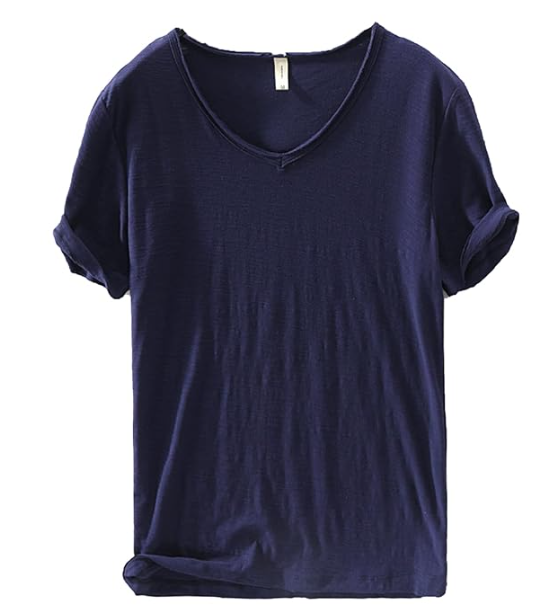 Mannen V-hals Linnen Katoenen Shirt