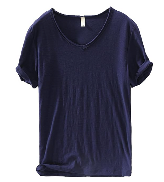 Mannen V-hals Linnen Katoenen Shirt