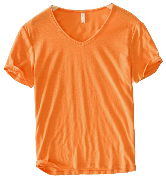 Mannen V-hals Linnen Katoenen Shirt