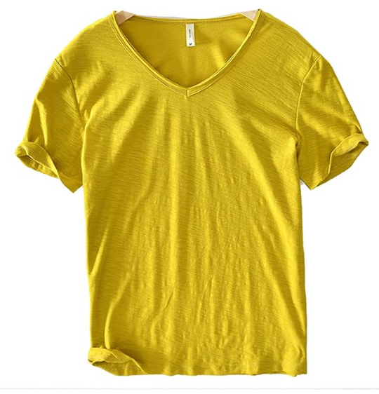 Mannen V-hals Linnen Katoenen Shirt