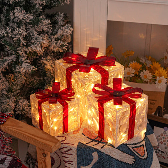Set van 3 Verlichte Cadeau Dozen voor Kerstdecoratie 1