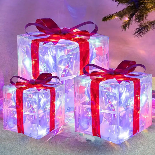 Set van 3 Verlichte Cadeau Dozen voor Kerstdecoratie 6