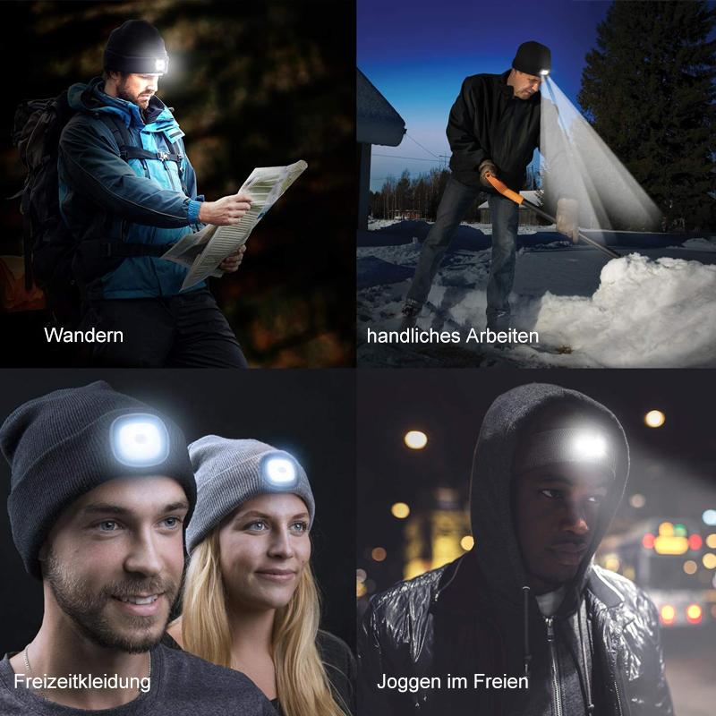 Unisex Beanie met Afneembare LED-koplamp en Modieuze Gebreide Structuur 1