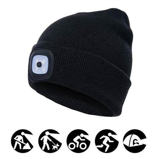 Unisex Beanie met Afneembare LED-koplamp en Modieuze Gebreide Structuur 2