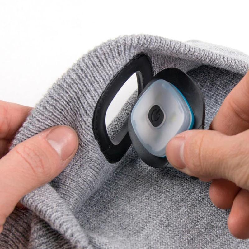 Unisex Beanie met Afneembare LED-koplamp en Modieuze Gebreide Structuur 4