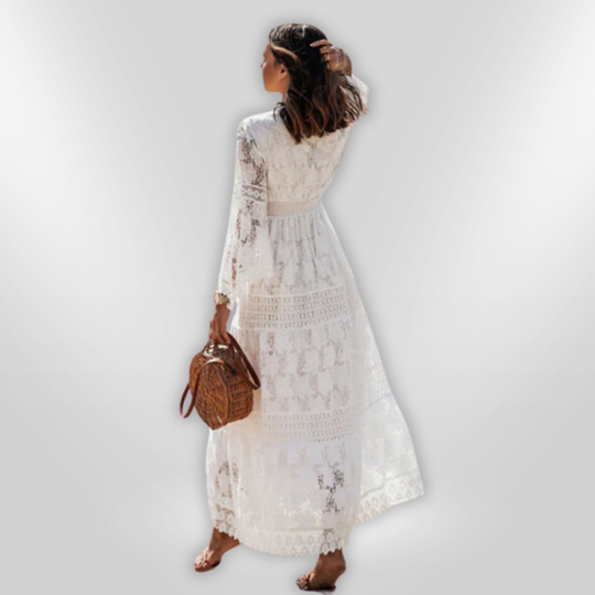 Vrouwen Boho Lange Mouwen Jurk Elegante Polyester 2
