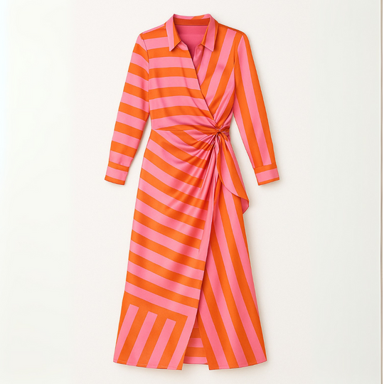 Vrouwen Cache-Cœur Jurk Met Gedurfde Print 3