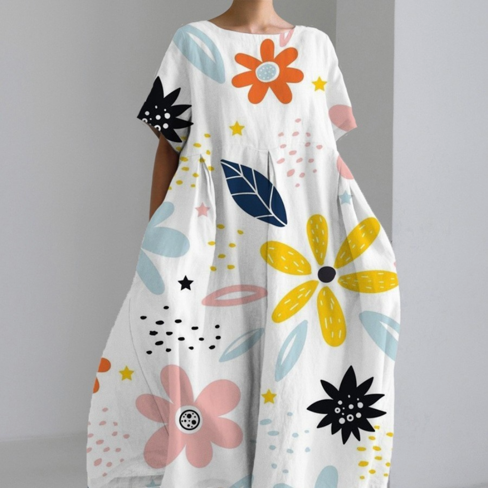 Vrouwen Casual Jurk Met Ronde Hals 1