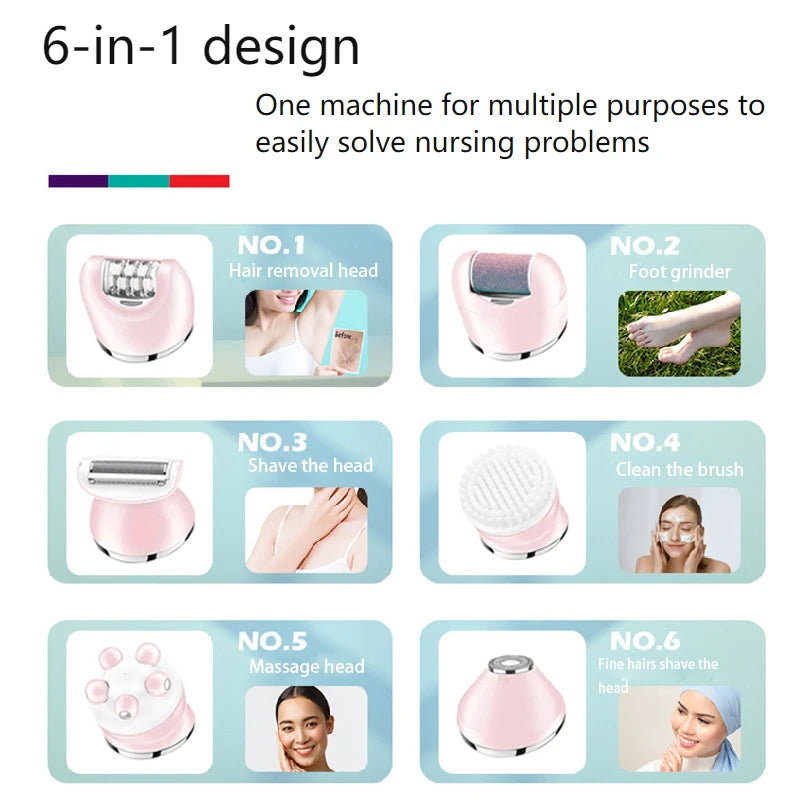 Vrouwen Epilator 6-in-1 Met Oplaadbare Batterij 3