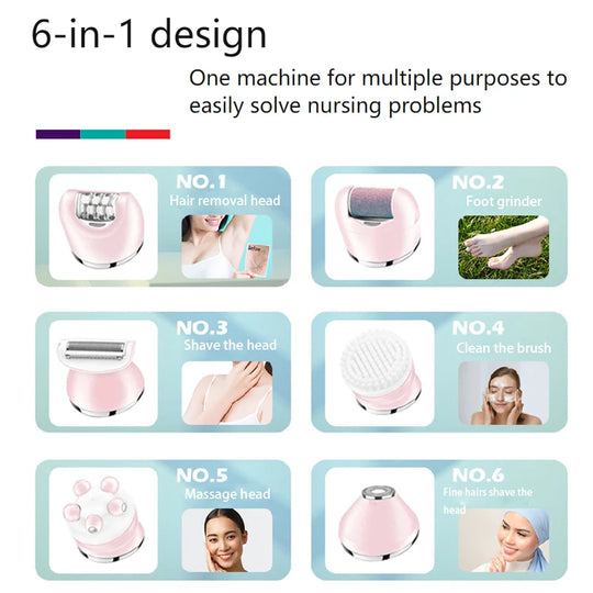 Vrouwen Epilator 6-in-1 Met Oplaadbare Batterij 3