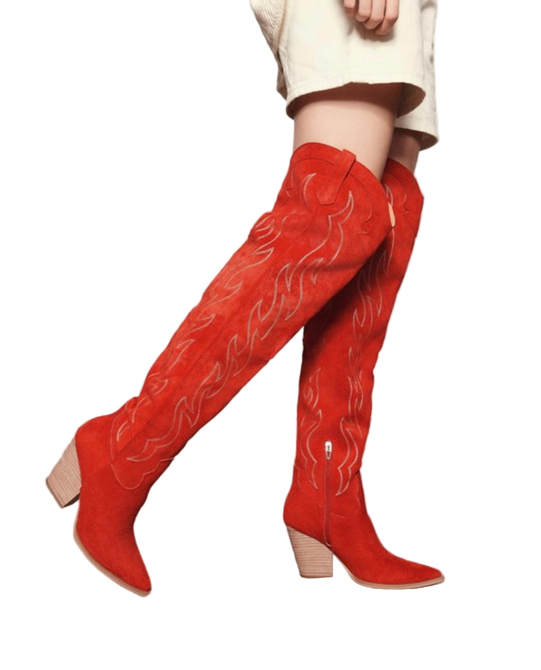 Vrouwen Knie Hoge Western Boots Leer 0
