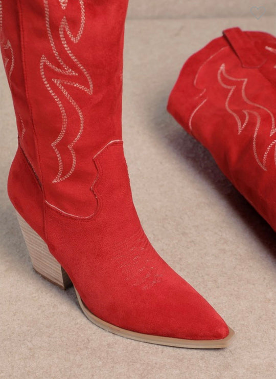 Vrouwen Knie Hoge Western Boots Leer 3