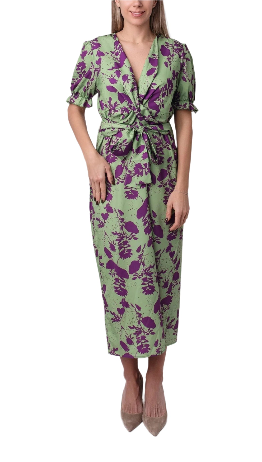 Vrouwen Korte Mouwen Geprinte Jurk Casual Stijl Katoenmix 0