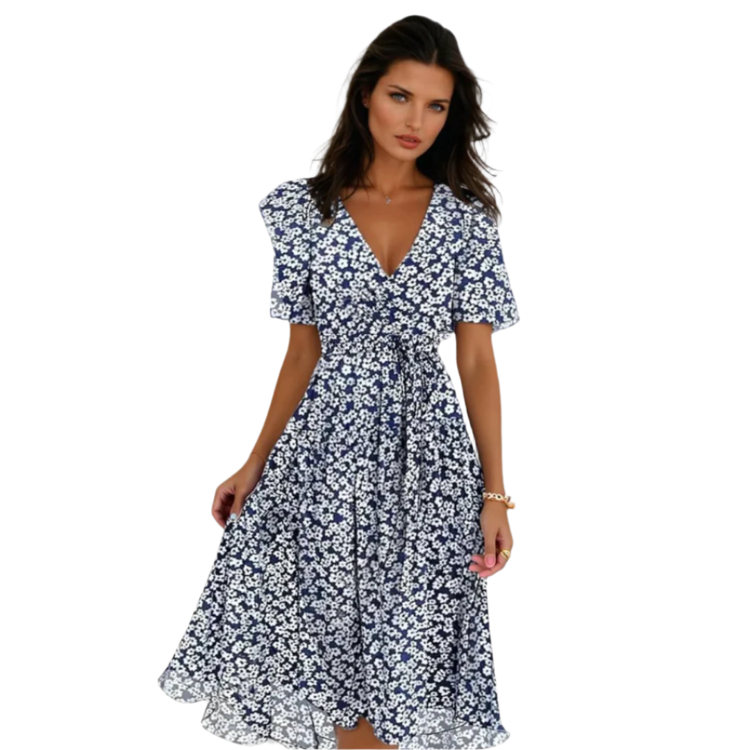 Vrouwen Korte Mouwen Jurk Elegante Polycotton Zomer Kleding Dames 0