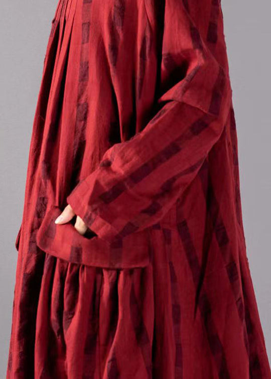 Vrouwen Lange Jurk Met Gerimpelde Mouwen En Grote Zakken 3