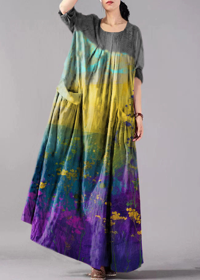 Vrouwen Lange Jurk Met Gerimpelde Mouwen En Grote Zakken 7