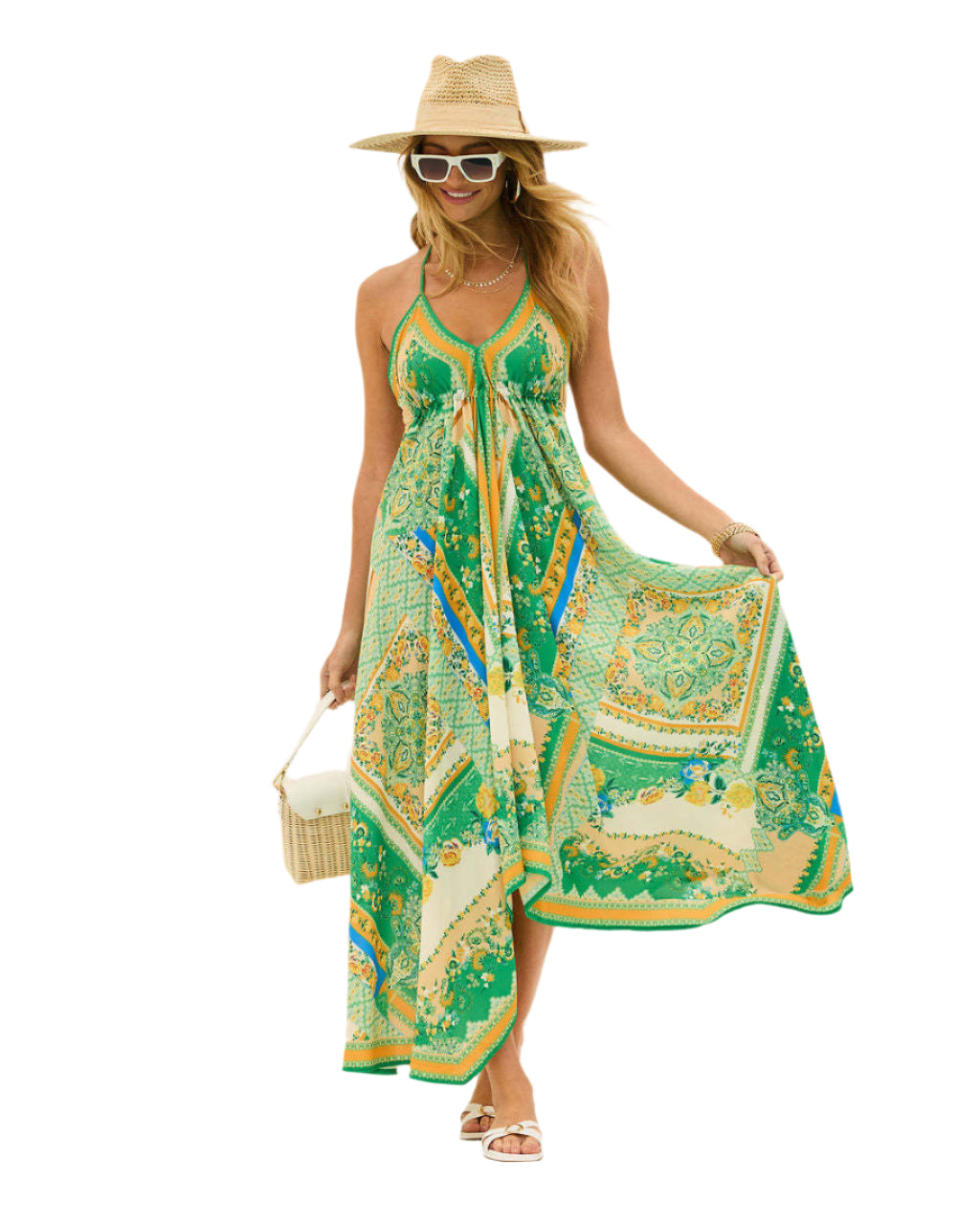 Vrouwen Lange Jurk V-Hals Bohemian Stijl 0