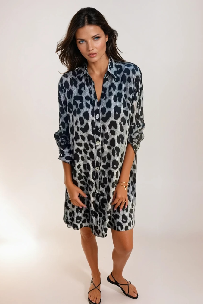 Vrouwen Leopard Geprinte Jurk Stijlvol en Comfortabel 1