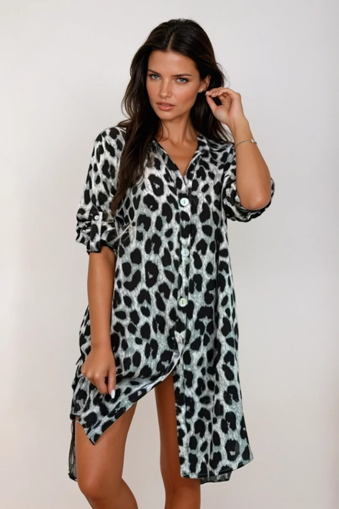 Vrouwen Leopard Geprinte Jurk Stijlvol en Comfortabel 2