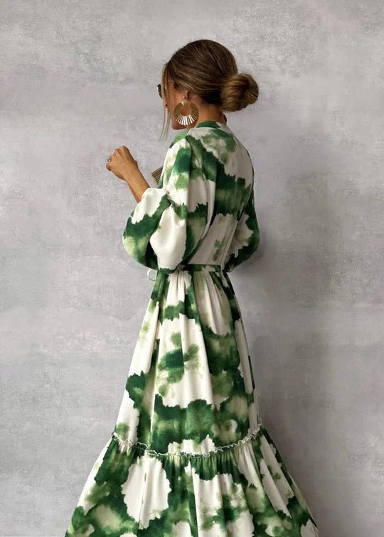 Vrouwen Maxi Jurk Lange Mouwen V-Hals 2