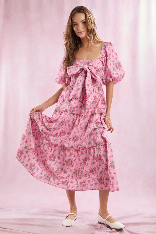 Vrouwen Maxi Jurk Met Bloemenprint En Strikdetail 2