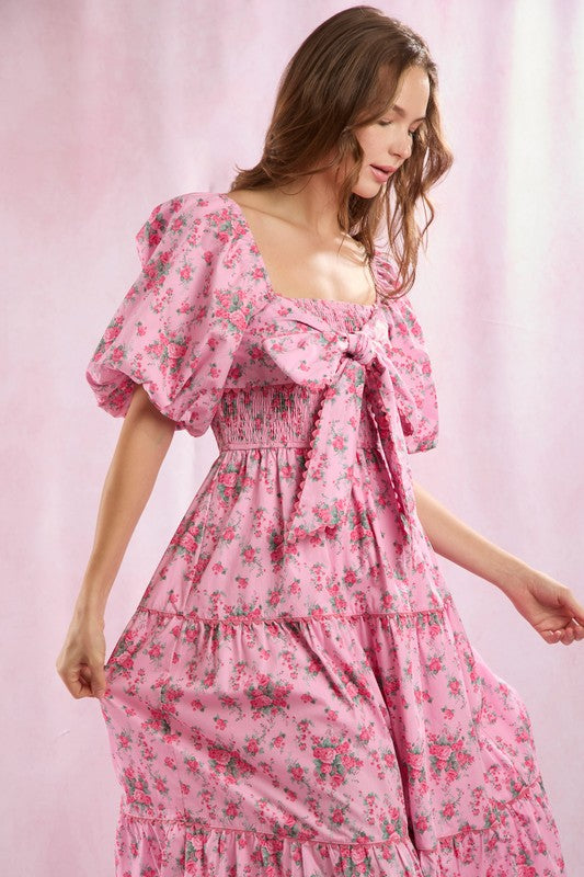 Vrouwen Maxi Jurk Met Bloemenprint En Strikdetail 3