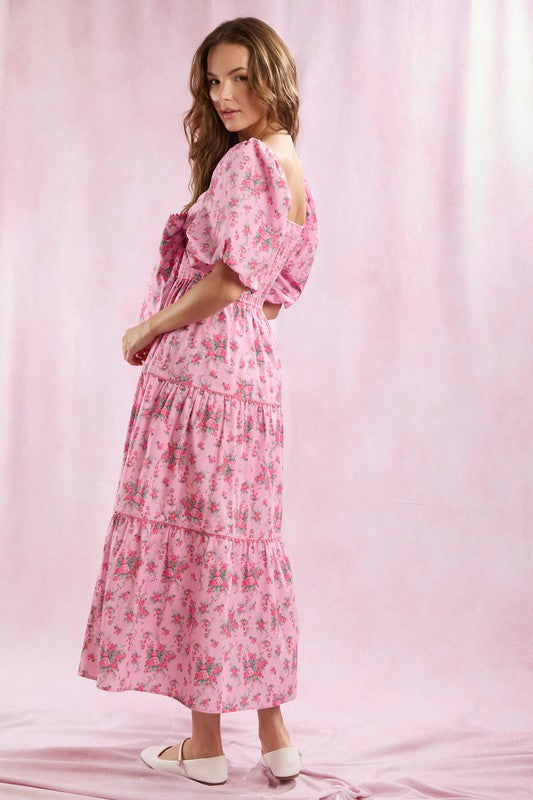 Vrouwen Maxi Jurk Met Bloemenprint En Strikdetail 4