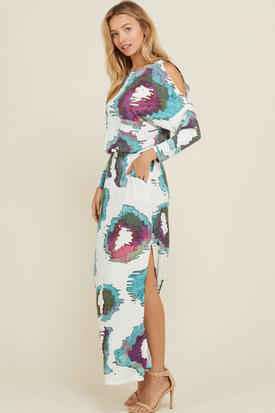 Vrouwen Maxi Jurk Met Open Schouders en Zakken 2