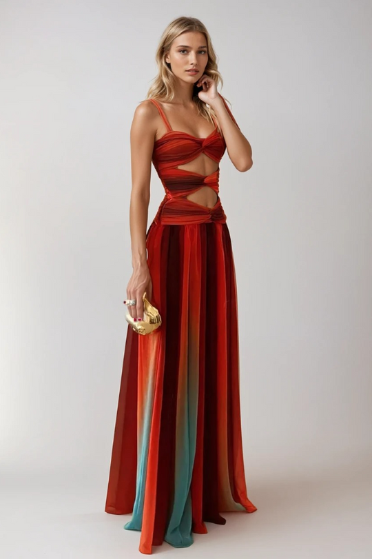 Vrouwen Maxi Jurk Ombre Stijl Elegante Drapé 1