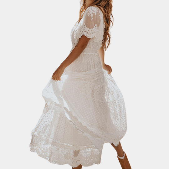 Vrouwen Maxi Jurk met Kanten en Klassieke Stijl 3