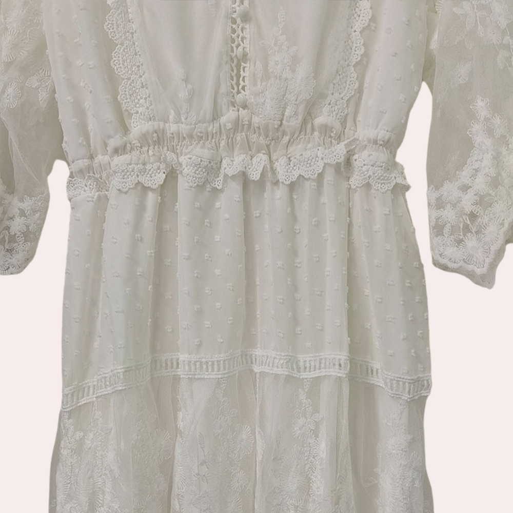 Vrouwen Maxi Jurk met Kanten en Klassieke Stijl 4