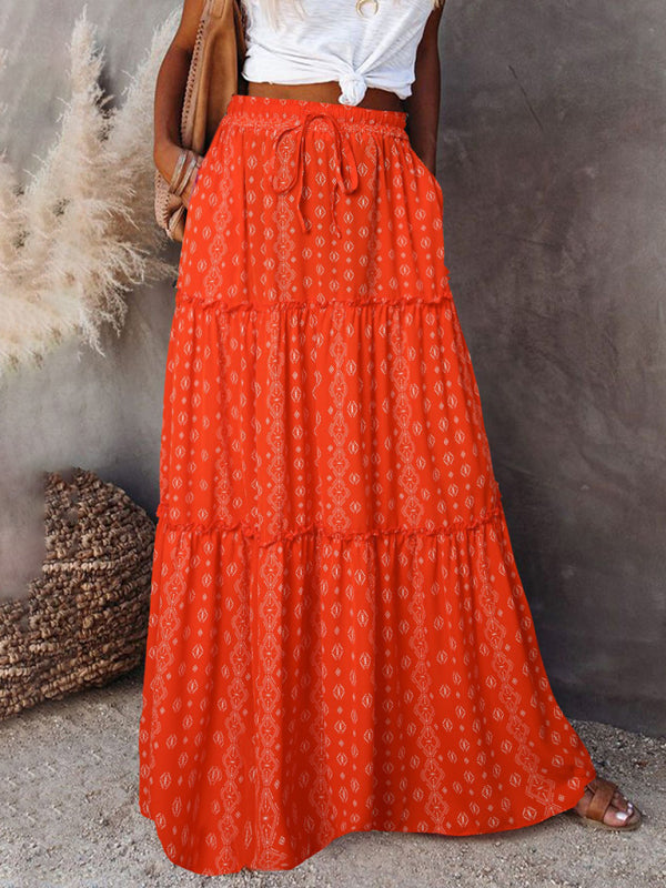 Vrouwen Maxi Rok Bohemian Hoge Taille Casual Polyester 6